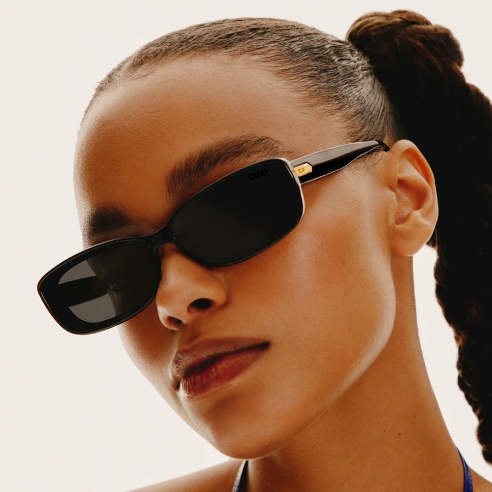 Quay | Vibe Check Black Polarized Sunglasses New